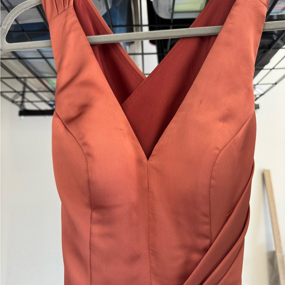Elegant Rust Sleeveless Dress